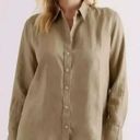 Quince 100% European Linen Long Sleeve Button Collared Shirt Women Relaxed Fit L Size L Photo 0