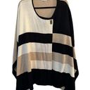 Calvin Klein  Sweater Poncho Cape One Size Black Tan Ivory Colorblock Shawl Photo 0