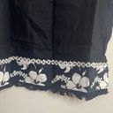 Oleg Cassini Linen Blend Black and White Floral Trim Sleeveless Top Photo 2