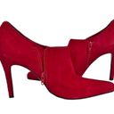 BP Vintage 80s 90s Pointed Toe Stiletto Heel Red Suede Ankle Boots Size 7M Photo 2