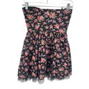 Sans Souci  Womens Floral Dress Cotton Strapless Fit & Flare Mini Black Red Photo 2