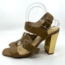 Kate Spade  Brown Leather Gold Heels Sandal 10 US Photo 1