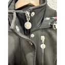 Betsey Johnson  Womens XS Softshell Raincoat Black Zip Up Hood jacket tiered hem Photo 7