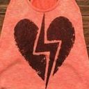 Stranded Sz S Sleeveless Racerback Sweater Tank Top W Heart Lightning Bolt Print Orange Photo 1