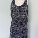Angie Francescas Collection Black Gray Blue Feather Print Sleeveless Dress Photo 2