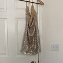 Divided  H&M NWOT champagne sequin halter mini dress. Photo 7