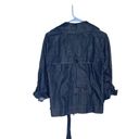 30. BCBG MaxAzria Womens Double Breasted Denim Jacket Blue SZ medium Belted Photo 2