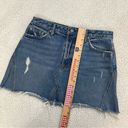 GRLFRND  Eva Mini Medium Wash Distressed Denim A-Line Skirt Size 29 Photo 6