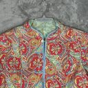 J. McLaughlin  Jacket Women Small Green Orange Floral Quilted Boho Granny Grandma Photo 3