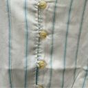 Hem & Thread NEW  Summer Days Crop Top White & Teal Striped Knot Front Crop Top L Photo 3