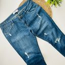 CAbi  Jeans Slim Boyfriend Distressed Stretch Whiskering Dark Wash Blue Size 8 Photo 3