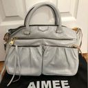 Aimee Kestenberg  glossy leather‎ satchel in light grey 15” x 10” bag purse Photo 0