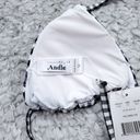 ANDIE  Swim The String Bikini Top Size Medium Black White Gingham Check Photo 5