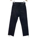 ZARA  Womens Distressed Cutoff Jeans Stretch Whiskering Straight Leg Black 2 Photo 3