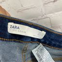 ZARA  Womens Jeans 4 Skinny Dark Wash Blue Denim Tuxedo Stripe Raw Hem Mid Photo 5