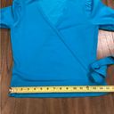 Carlisle  blue turquoise knit faux wrap short sleeve top shirt small Photo 6