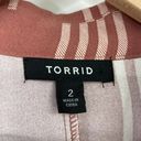 Torrid  Striped Boyfriend Blazer Single Button Front Blush Pink Ivory Womens 2X Photo 6