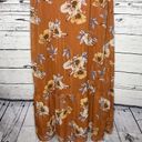 Luxology  NWT Size L Rust with Floral Print Ruffle Maxi Peasant Dress Photo 2