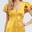 Emory park GOLD RUFFLE SLEEVE SATIN ROMPER  Photo 1