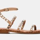 Steve Madden  Travel Tan Ankle Wrap Gladiator Studded Sandal Photo 9