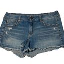 American Eagle Super Stretch X Shortie Frayed Hem Blue Jean Denim Shorts  Photo 1