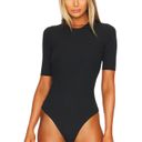 Spanx  Suit Yourself Ribbed Short Sleeve Bodysuit in Very Black Size Small Photo 1