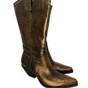 BCBGeneration BCBG Girls Metallic Bronze Cowboy Western Boots Size 6B/36 Pointed Toe NWT Zip Photo 0