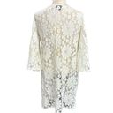 Topshop  White V neck sheer lace floral tunic top cover up Size small Photo 2