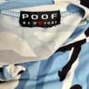 Poof Women's  NY Blue Camo Stretch Super Soft Crew Neck Top SMALL Photo 2