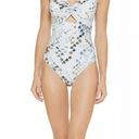 DKNY  SPLASH Peek-a-boo Twist Front Cutout Blue One-Piece Swimsuit US 12 NWT Photo 2