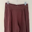 Abercrombie & Fitch Abercrombie Tall Linen Blend Ultra Wide Leg High Rise Pleated Pull On Pant Brown Photo 3