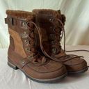 Rock And Candy  Danlea Winter Boot Faux Suede Faux Fur Lace Up Mid Calf Brown 9.5 Photo 0