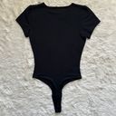 Madewell Bodysuit Crewneck Thong Short Sleeve Cotton-Blend True Black S NWT New Photo 3