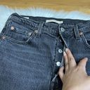 Levi’s Levis Ribcage Straight Jeans Womens 29x27 Charcoal Black Ankle Button Fly Photo 3