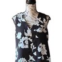 T Tahari  black white floral sleeveless pullover blouse flowy relaxed fit XS Photo 0