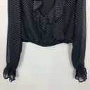 Honey Punch  Black Polka Dot Long Sleeve Crop Top Size Medium Photo 4