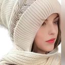 One Piece NWT Andrea’s Deals Braided Beanie Hat & Scarf  Beige Photo 1