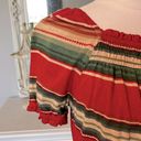 CHAPS  Top Cotton Shirt Womens Medium Red Green Beige Earthy Flowy Photo 3