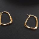 18K Gold Plated Geometric Square Hoop Earrings for Women Photo 2