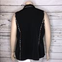 cj banks  Size 1X Black w/ Black & White Animal Print Trim Zip Front Vest Jacket Photo 5