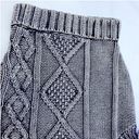 Nine West ** Black Gray Mineral Wash Chunky Turtleneck Cable Knit Sweater, Med. Photo 2