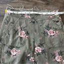 Divided H&M  Floral Distressed Jean Mini Skirt Sz 4 Women’s Olive / Army Green Photo 6