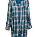 Akemi + Kin Anthropologie  Lucie Blue Green Flannel Plaid Tunic Shirt, EUC, Small Photo 2