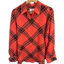 Coldwater Creek  Womens size XL P Button Up Plaid Long Sleeve Blouse Shirt Red Photo 0