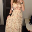 Macy's Floral Tan Corset Prom Dress Photo 0