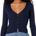 Rebecca Taylor New  Navy Ribbed Merino Cropped Cardigan Size XL Photo 0