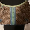 Brighton  Teal Brown Logo Faux Crocodile Handbag Satchel Leather Photo 1