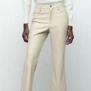 ZARA NWT  Faux Leather  mini flare pants size 2 High Waist ecru off white cream Photo 0