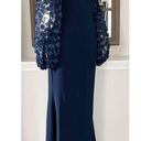 Eliza J . Off-the-Shoulder Mesh-Sleeve Gown in Navy, Size 4, New w/Tag Photo 5