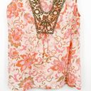 Tommy Bahama  Womens Cotton Linen Blend Tropical Floral Embroidered Blouse Size S Photo 2